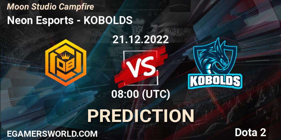Neon Esports contre KOBOLDS : prédiction de match. 21.12.2022 at 08:21. Dota 2, Moon Studio Campfire