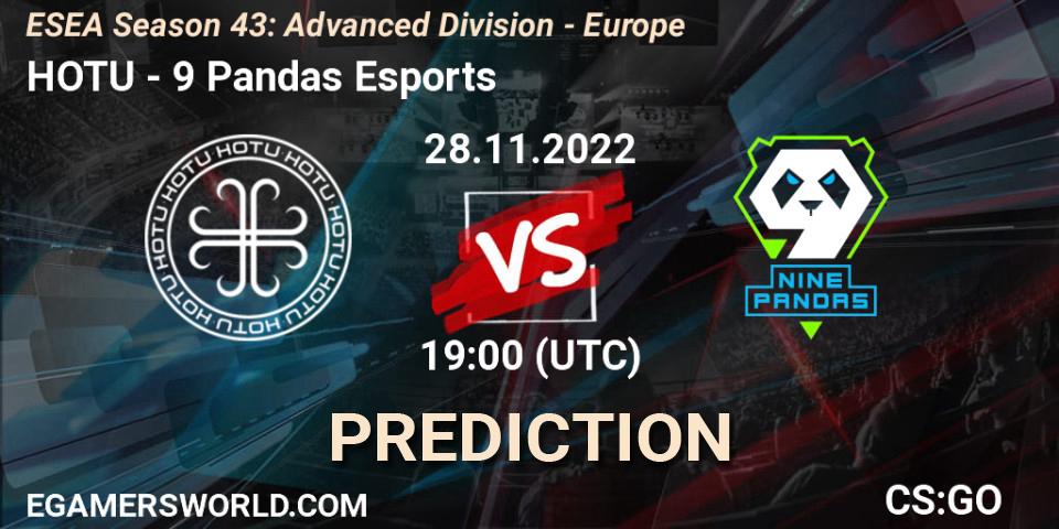 HOTU contre 9 Pandas Esports : prédiction de match. 28.11.22. CS2 (CS:GO), ESEA Season 43: Advanced Division - Europe