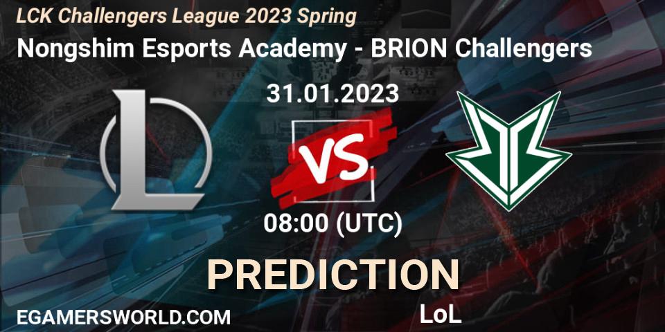 Nongshim Esports Academy contre Brion Esports Challengers : prédiction de match. 31.01.23. LoL, LCK Challengers League 2023 Spring