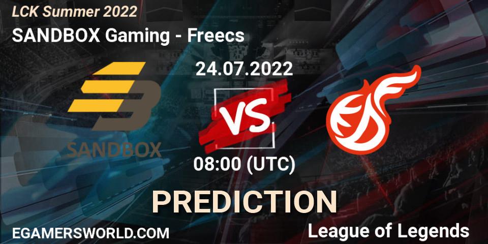 SANDBOX Gaming contre Freecs : prédiction de match. 24.07.2022 at 08:00. LoL, LCK Summer 2022