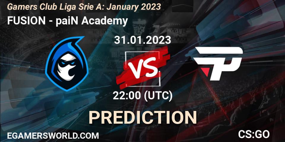 FUSION contre paiN Academy : prédiction de match. 31.01.23. CS2 (CS:GO), Gamers Club Liga Série A: January 2023
