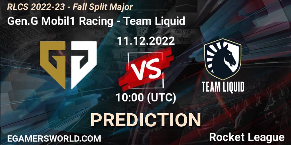 Gen.G Mobil1 Racing contre Team Liquid : prédiction de match. 11.12.2022 at 10:00. Rocket League, RLCS 2022-23 - Fall Split Major