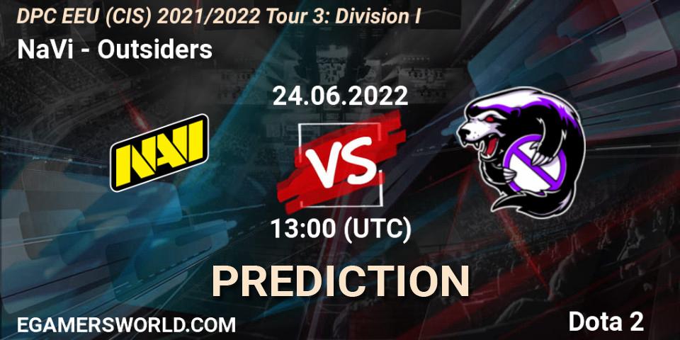 NaVi contre Outsiders : prédiction de match. 24.06.2022 at 13:01. Dota 2, DPC EEU (CIS) 2021/2022 Tour 3: Division I