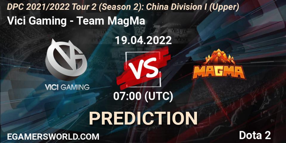 Vici Gaming contre Team MagMa : prédiction de match. 19.04.2022 at 07:05. Dota 2, DPC 2021/2022 Tour 2 (Season 2): China Division I (Upper)
