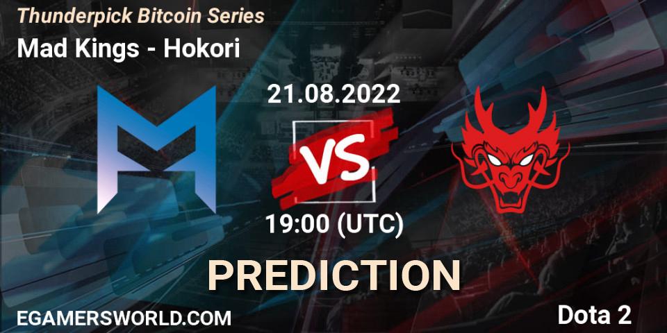 Mad Kings contre Hokori : prédiction de match. 21.08.2022 at 19:04. Dota 2, Thunderpick Bitcoin Series