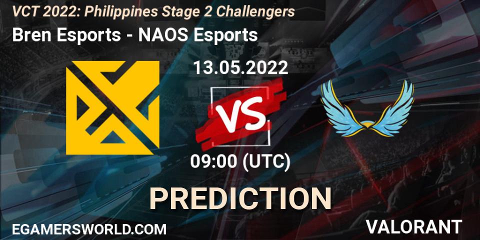 Bren Esports contre NAOS Esports : prédiction de match. 13.05.2022 at 10:00. VALORANT, VCT 2022: Philippines Stage 2 Challengers