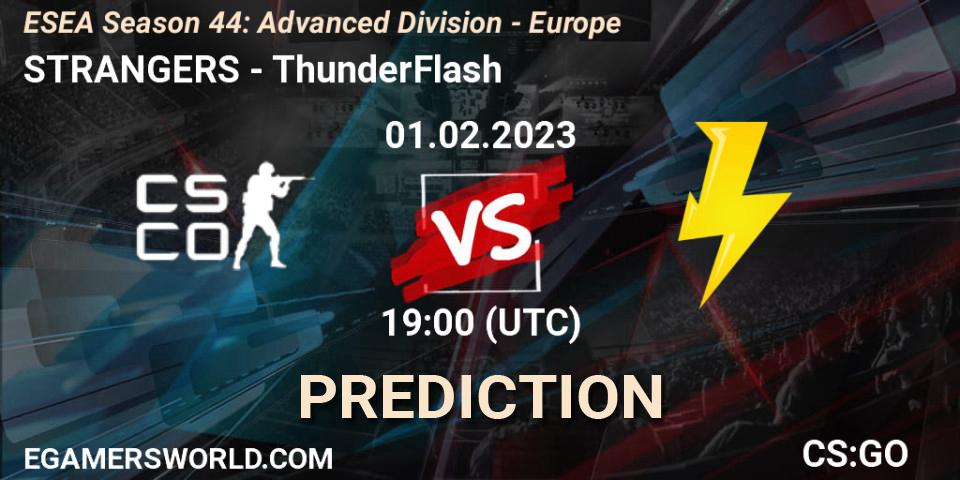 STRANGERS contre ThunderFlash : prédiction de match. 01.02.23. CS2 (CS:GO), ESEA Season 44: Advanced Division - Europe