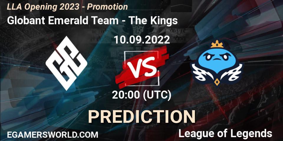 Globant Emerald Team contre The Kings : prédiction de match. 11.09.2022 at 20:00. LoL, LLA Opening 2023 - Promotion