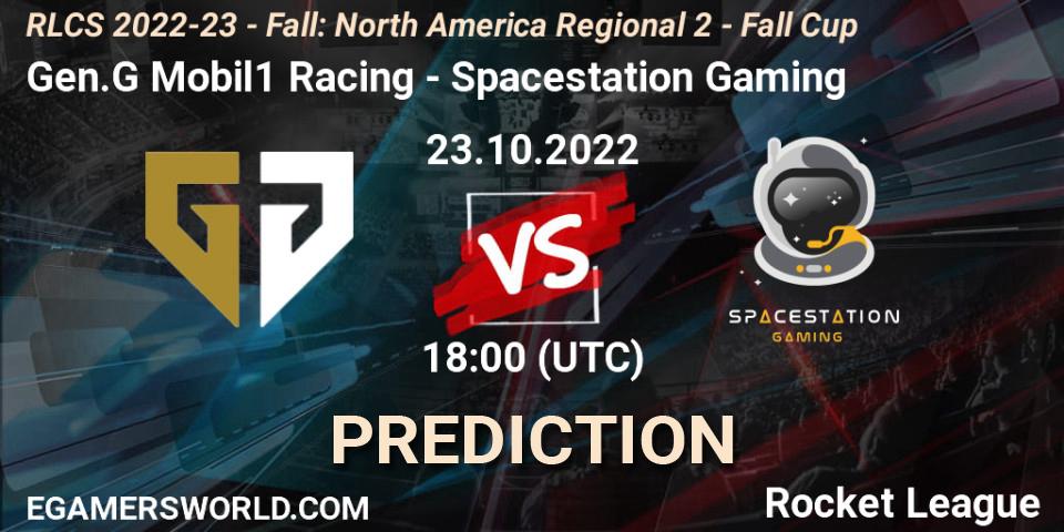Gen.G Mobil1 Racing contre Spacestation Gaming : prédiction de match. 23.10.2022 at 18:05. Rocket League, RLCS 2022-23 - Fall: North America Regional 2 - Fall Cup