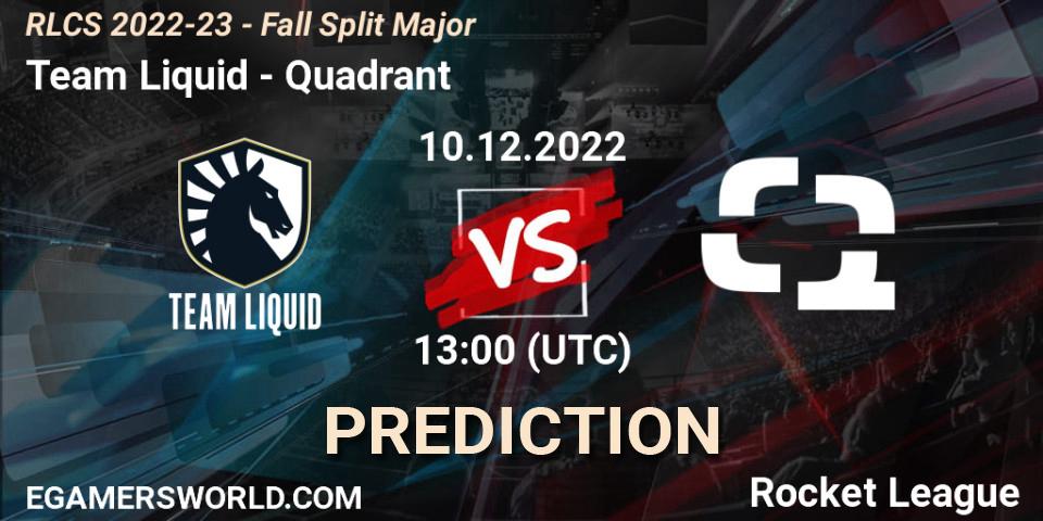 Team Liquid contre Quadrant : prédiction de match. 10.12.22. Rocket League, RLCS 2022-23 - Fall Split Major