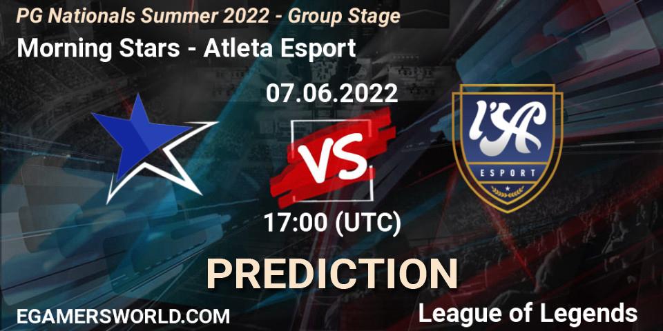 Morning Stars contre Atleta Esport : prédiction de match. 07.06.2022 at 20:00. LoL, PG Nationals Summer 2022 - Group Stage
