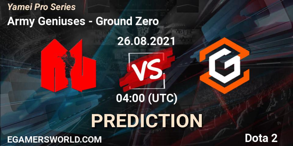 Army Geniuses contre Ground Zero : prédiction de match. 26.08.2021 at 04:07. Dota 2, Yamei Pro Series