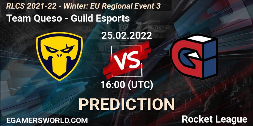 Team Queso contre Guild Esports : prédiction de match. 25.02.2022 at 16:00. Rocket League, RLCS 2021-22 - Winter: EU Regional Event 3