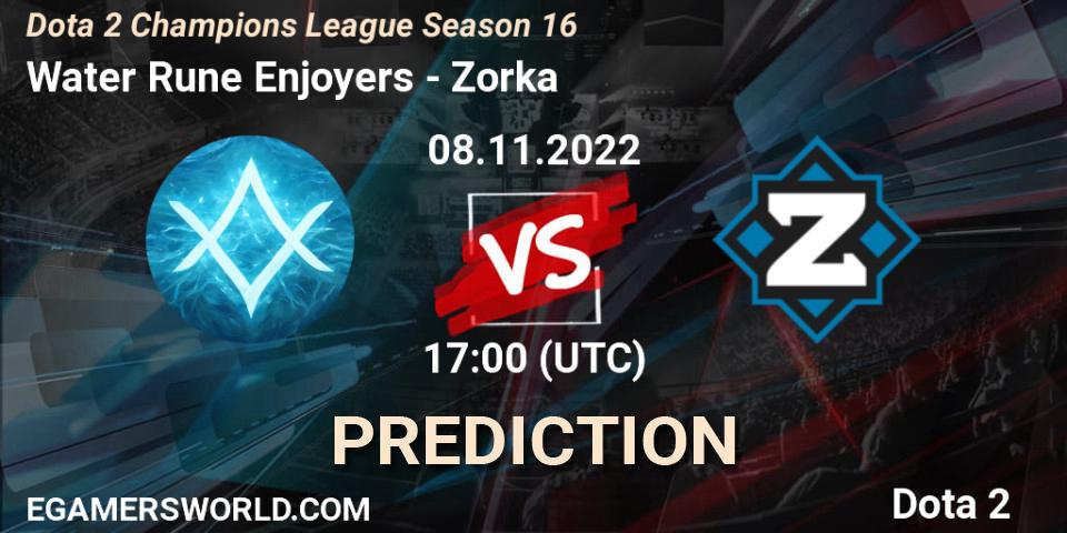 Water Rune Enjoyers contre Zorka : prédiction de match. 08.11.2022 at 17:27. Dota 2, Dota 2 Champions League Season 16