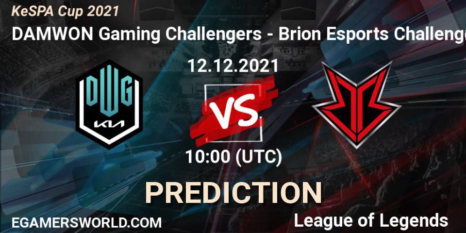 DAMWON Gaming Challengers contre Brion Esports Challengers : prédiction de match. 12.12.2021 at 08:00. LoL, KeSPA Cup 2021