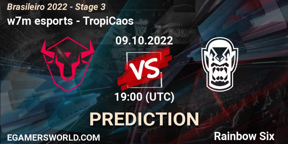 w7m esports contre TropiCaos : prédiction de match. 09.10.2022 at 19:00. Rainbow Six, Brasileirão 2022 - Stage 3