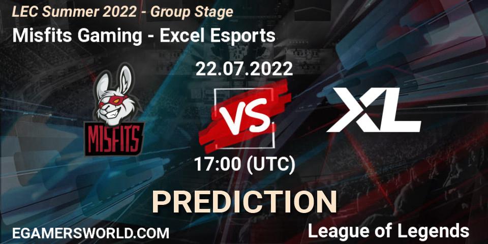 Misfits Gaming contre Excel Esports : prédiction de match. 22.07.22. LoL, LEC Summer 2022 - Group Stage