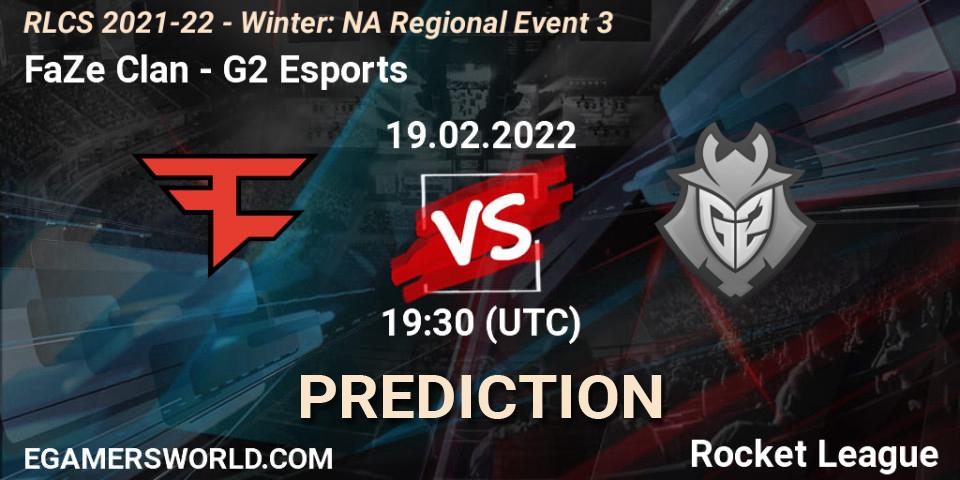 FaZe Clan contre G2 Esports : prédiction de match. 19.02.2022 at 19:15. Rocket League, RLCS 2021-22 - Winter: NA Regional Event 3