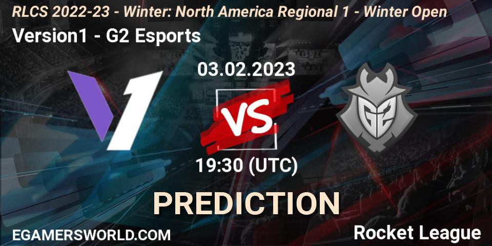 Version1 contre G2 Esports : prédiction de match. 03.02.2023 at 19:30. Rocket League, RLCS 2022-23 - Winter: North America Regional 1 - Winter Open