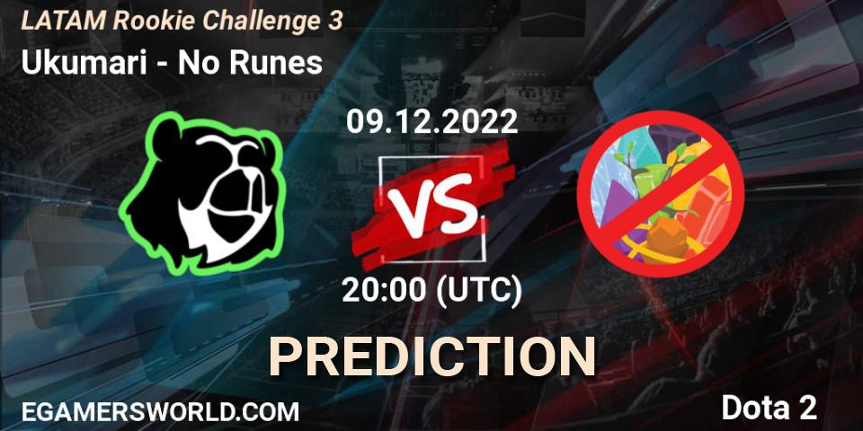 Ukumari contre No Runes : prédiction de match. 09.12.22. Dota 2, LATAM Rookie Challenge 3