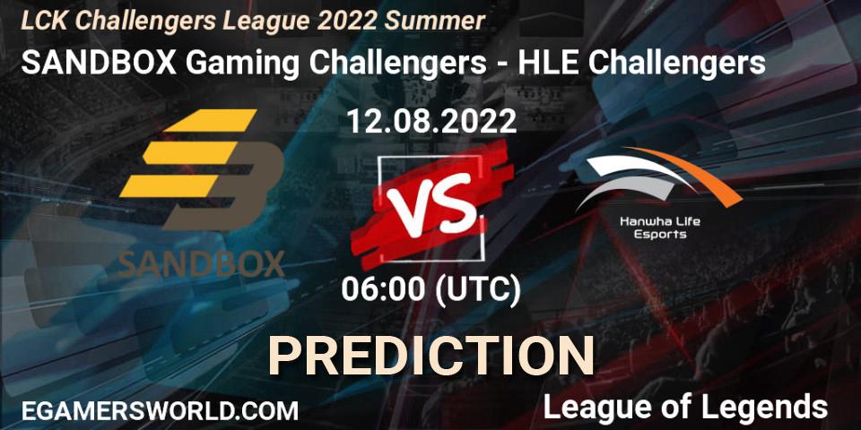 SANDBOX Gaming Challengers contre HLE Challengers : prédiction de match. 12.08.2022 at 06:00. LoL, LCK Challengers League 2022 Summer