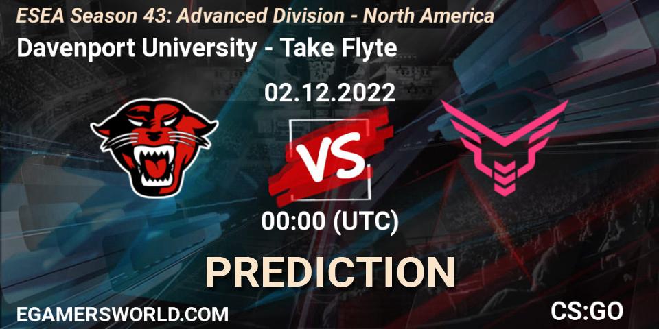 Davenport University contre Take Flyte : prédiction de match. 02.12.22. CS2 (CS:GO), ESEA Season 43: Advanced Division - North America