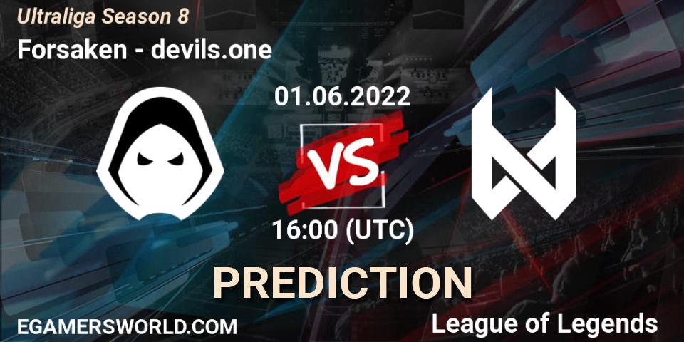 Forsaken contre devils.one : prédiction de match. 01.06.2022 at 16:00. LoL, Ultraliga Season 8