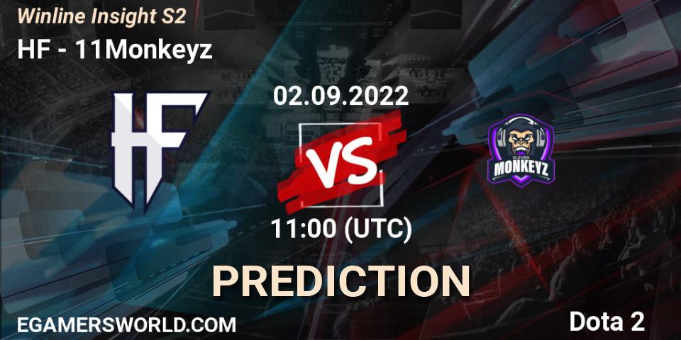 HF contre 11Monkeyz : prédiction de match. 02.09.2022 at 11:00. Dota 2, Winline Insight S2