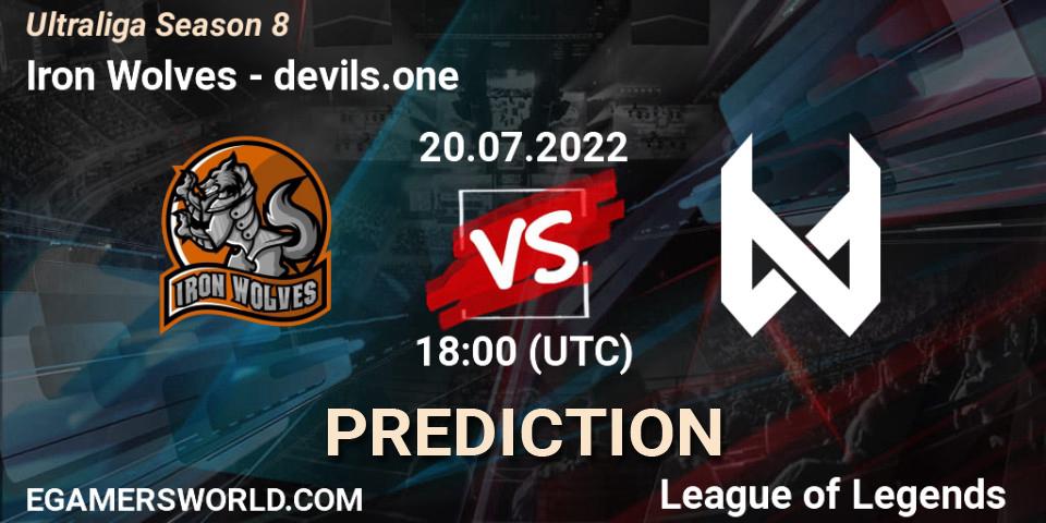Iron Wolves contre devils.one : prédiction de match. 20.07.2022 at 18:00. LoL, Ultraliga Season 8