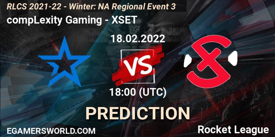 compLexity Gaming contre XSET : prédiction de match. 18.02.2022 at 18:00. Rocket League, RLCS 2021-22 - Winter: NA Regional Event 3