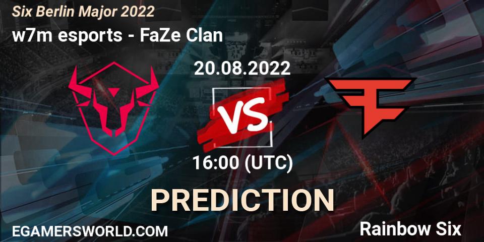 w7m esports contre FaZe Clan : prédiction de match. 20.08.2022 at 16:00. Rainbow Six, Six Berlin Major 2022