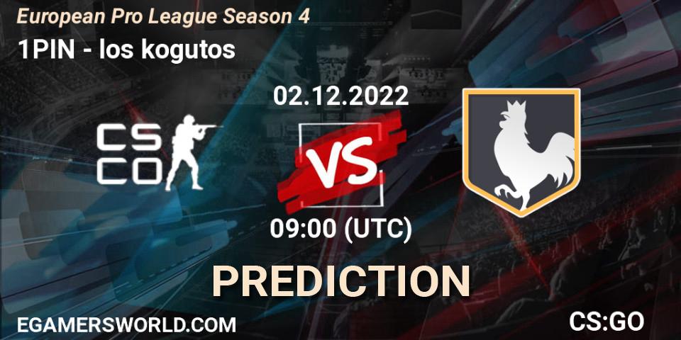 1PIN contre los kogutos : prédiction de match. 02.12.22. CS2 (CS:GO), European Pro League Season 4
