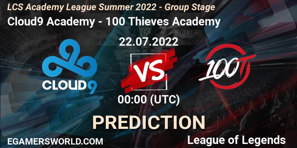 Cloud9 Academy contre 100 Thieves Academy : prédiction de match. 22.07.22. LoL, LCS Academy League Summer 2022 - Group Stage