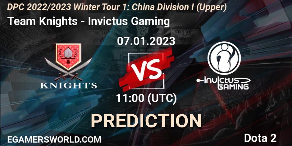 Team Knights contre Invictus Gaming : prédiction de match. 07.01.2023 at 11:12. Dota 2, DPC 2022/2023 Winter Tour 1: CN Division I (Upper)