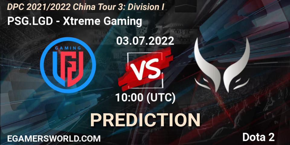 PSG.LGD contre Xtreme Gaming : prédiction de match. 03.07.22. Dota 2, DPC 2021/2022 China Tour 3: Division I