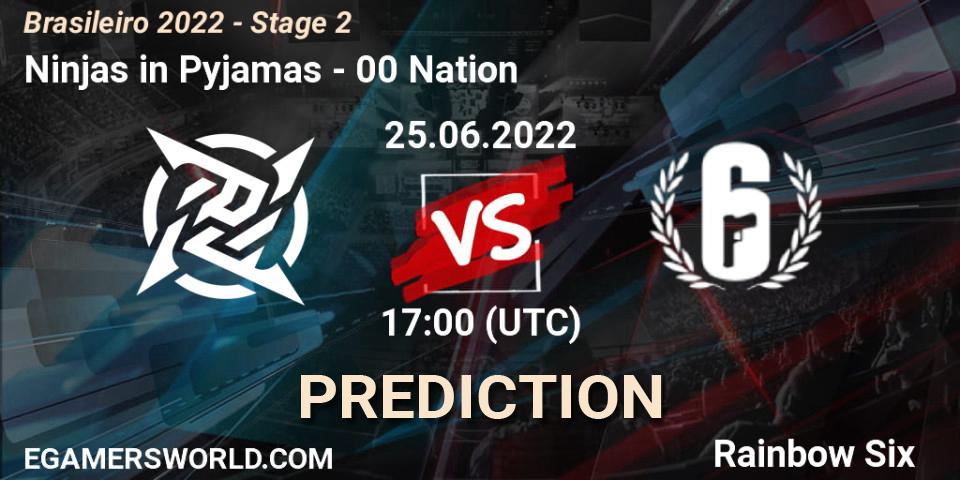 Ninjas in Pyjamas contre 00 Nation : prédiction de match. 25.06.2022 at 17:00. Rainbow Six, Brasileirão 2022 - Stage 2
