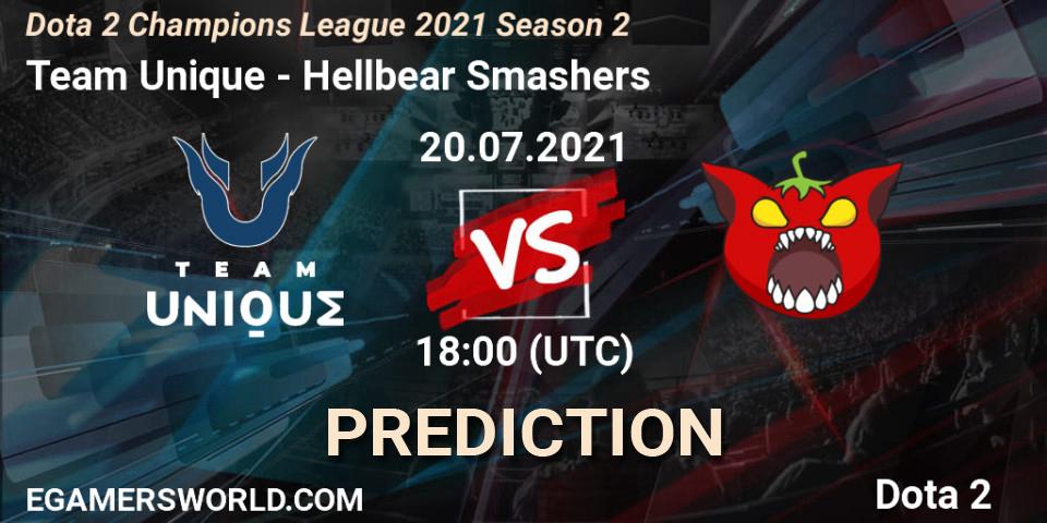 Team Unique contre Hellbear Smashers : prédiction de match. 20.07.2021 at 18:00. Dota 2, Dota 2 Champions League 2021 Season 2
