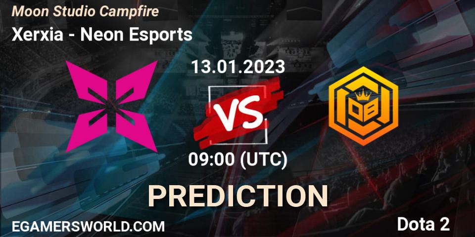 Xerxia contre Neon Esports : prédiction de match. 13.01.23. Dota 2, Moon Studio Campfire