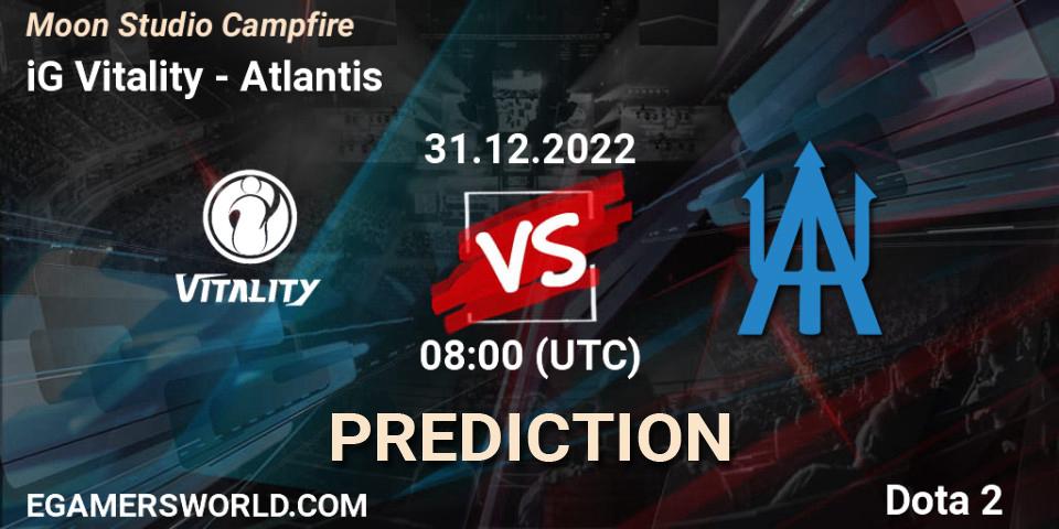 iG Vitality contre Atlantis : prédiction de match. 31.12.2022 at 07:44. Dota 2, Moon Studio Campfire