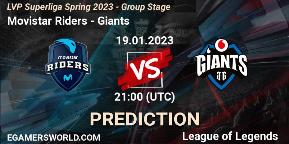 Movistar Riders contre Giants : prédiction de match. 19.01.2023 at 21:00. LoL, LVP Superliga Spring 2023 - Group Stage