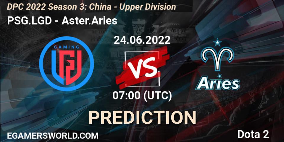PSG.LGD contre Aster.Aries : prédiction de match. 24.06.2022 at 08:00. Dota 2, DPC 2021/2022 China Tour 3: Division I