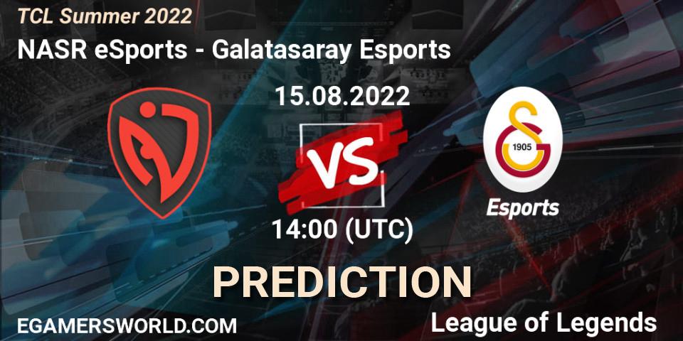 NASR eSports contre Galatasaray Esports : prédiction de match. 14.08.22. LoL, TCL Summer 2022