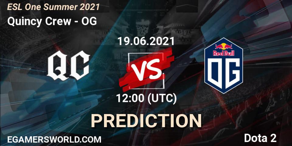 Quincy Crew contre OG : prédiction de match. 19.06.2021 at 11:55. Dota 2, ESL One Summer 2021