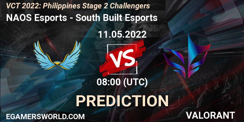 NAOS Esports contre South Built Esports : prédiction de match. 11.05.2022 at 07:15. VALORANT, VCT 2022: Philippines Stage 2 Challengers