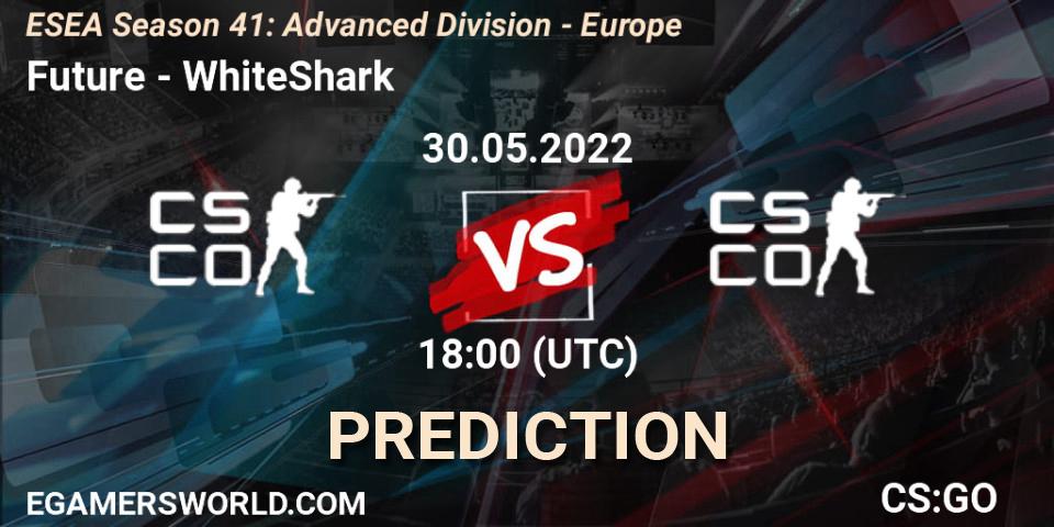 Future contre WhiteShark : prédiction de match. 30.05.2022 at 18:00. Counter-Strike (CS2), ESEA Season 41: Advanced Division - Europe