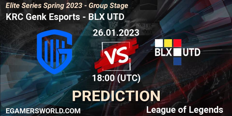 KRC Genk Esports contre BLX UTD : prédiction de match. 26.01.2023 at 18:00. LoL, Elite Series Spring 2023 - Group Stage