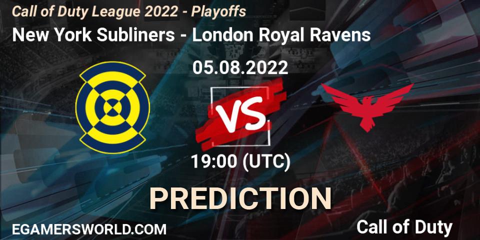 New York Subliners contre London Royal Ravens : prédiction de match. 05.08.2022 at 19:00. Call of Duty, Call of Duty League 2022 - Playoffs