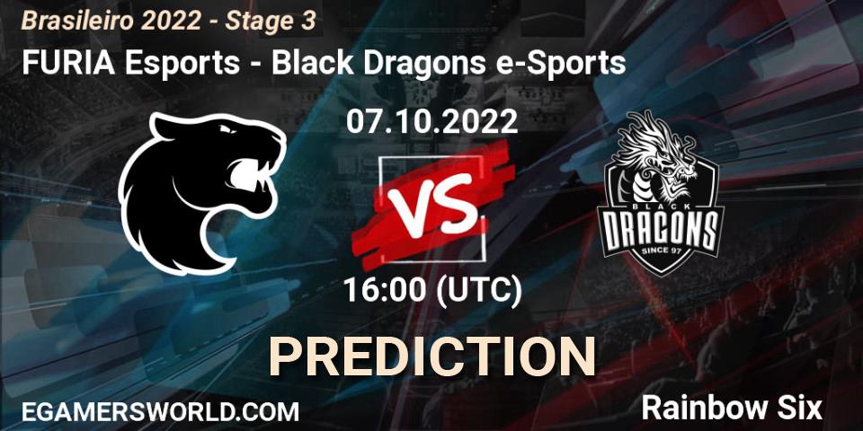 FURIA Esports contre Black Dragons e-Sports : prédiction de match. 07.10.2022 at 16:00. Rainbow Six, Brasileirão 2022 - Stage 3