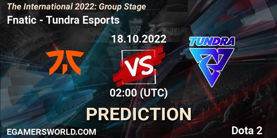Fnatic contre Tundra Esports : prédiction de match. 18.10.2022 at 02:03. Dota 2, The International 2022: Group Stage