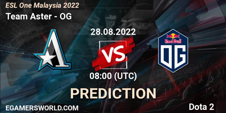 Team Aster contre OG : prédiction de match. 28.08.22. Dota 2, ESL One Malaysia 2022